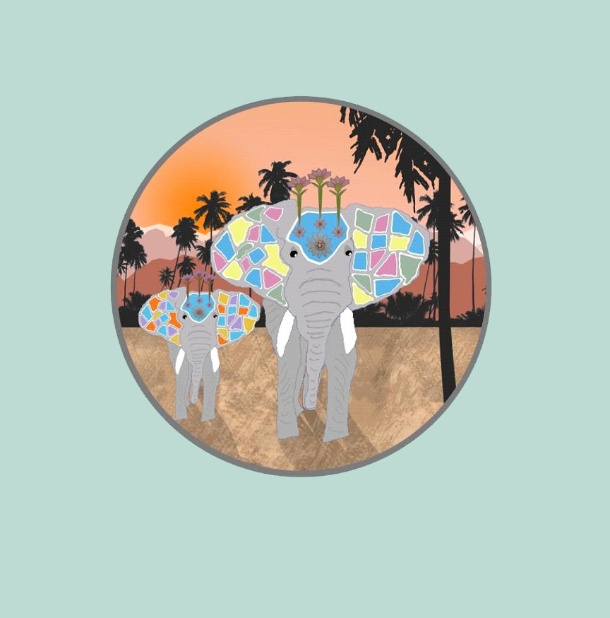 Elephant art  used in memory quilt