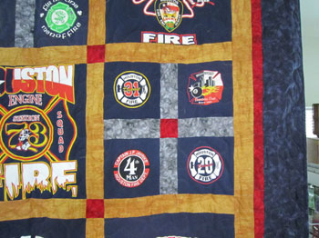 Firefighter logos make up a block