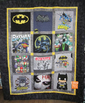 TShirt Quilt made entirely of Batman tees